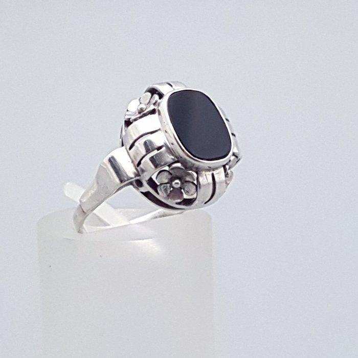 Zilver, Art Deco, Onyx - Ring, Antiek en Kunst, Kunst | Designobjecten