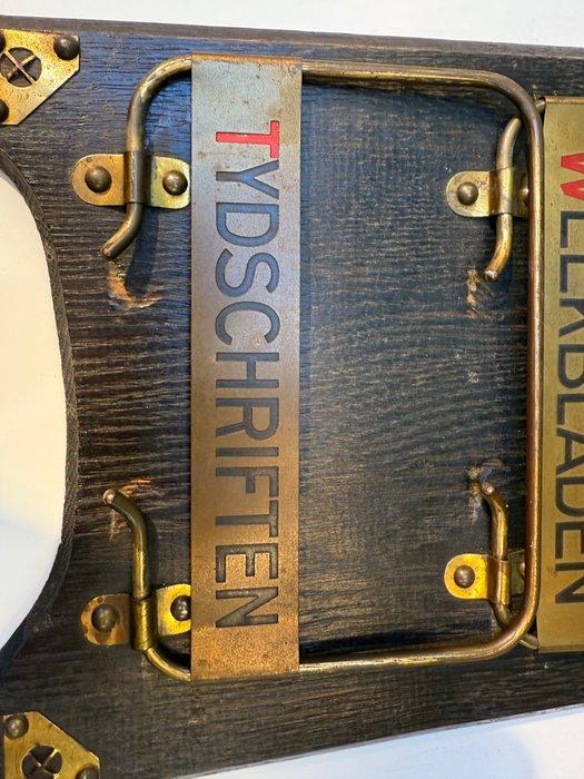 Tijdschriftenhouder - Eik, Metaal - Art Deco - Jugendstill, Antiek en Kunst, Curiosa en Brocante