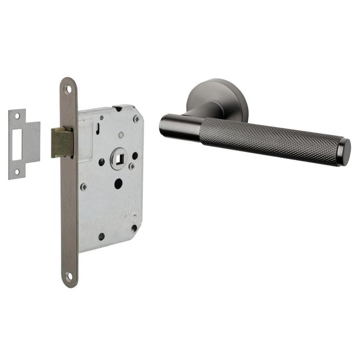 Deurbeslag set loopslot en deurklink Luxor antraciet grijs, Doe-het-zelf en Bouw, Hang- en Sluitwerk, Klink of Kruk, Nieuw, Ophalen of Verzenden