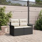 vidaXL 2-Zitbank voor in de tuin met Kussens - Zwart Poly, Tuin en Terras, Verzenden, Nieuw