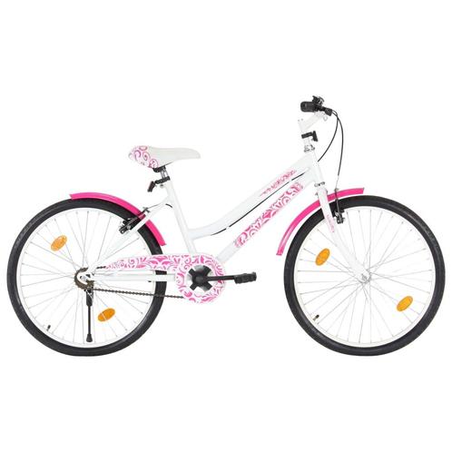 vidaXL Kinderfiets 24 inch roze en wit, Fietsen en Brommers, Fietsen | Racefietsen, Nieuw, Verzenden