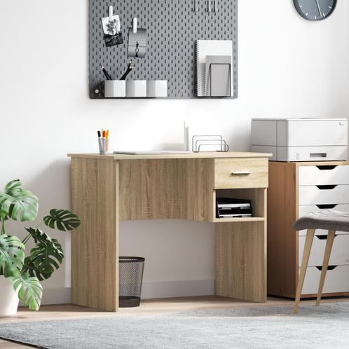 vidaXL Bureau met Opbergruimte in Sonoma Eik - 90 x 49,5 x, Huis en Inrichting, Bureaus, Nieuw, Verzenden