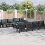 vidaXL Tuinbank Set met kussen 9 pcs Antraciet Staal & Stof, Tuin en Terras, Verzenden, Nieuw