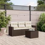 vidaXL 4-delige Loungeset met kussens poly rattan bruin, Tuin en Terras, Tuinsets en Loungesets, Verzenden, Nieuw