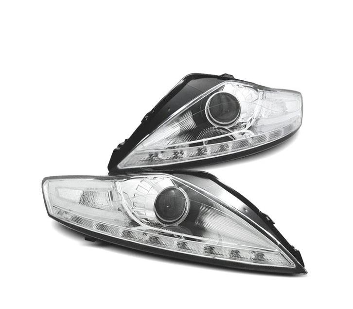 PHARES POUR FORD MONDEO MK4 07-10 DIURNES FOND CHROMÉ, Auto-onderdelen, Verlichting, Verzenden