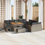 vidaXL Tuinbank Set met kussen met opslag 13 pcs Grijs Poly, Tuin en Terras, Verzenden, Nieuw