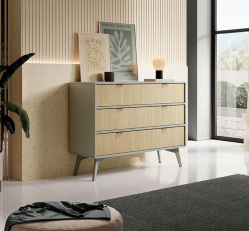 Meubella Ladekast groen Scandinavisch 106x38x81 cm, Huis en Inrichting, Kasten | Overige, Nieuw, Verzenden