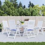 vidaXL Tuinstoelkussens 6 st gestreept 50x50x4 cm stof wit, Huis en Inrichting, Woonaccessoires | Kussens, Verzenden, Nieuw