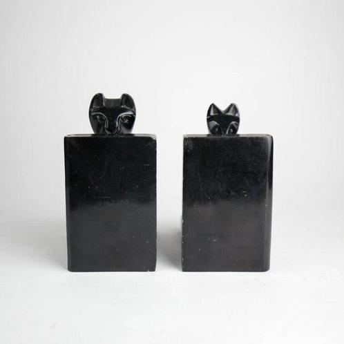 Boekensteunen - Art Deco-stijl Kat en Muis uitgehouwen, Antiek en Kunst, Kunst | Designobjecten