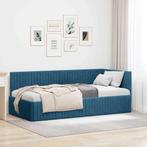 vidaXL Hoek Bed Frame met hoofdeinde Blauw 90 cm x 200 cm, Verzenden