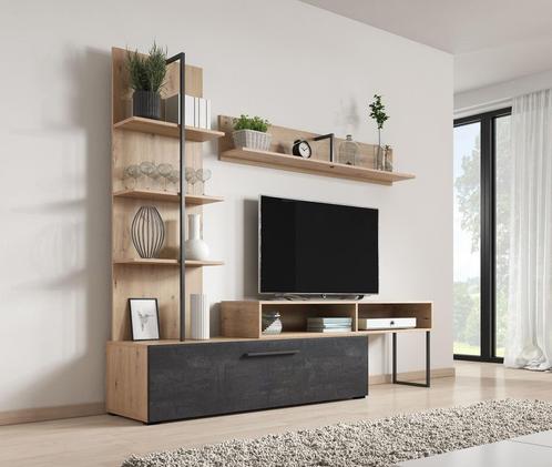 Wandmeubel - Zwart - Eiken set industrieel, Huis en Inrichting, Kasten | Wandmeubels, 25 tot 50 cm, Nieuw, 100 tot 150 cm, Verzenden