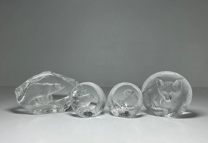 Målerås - Mats Jonasson - sculptuur, Set of 4 - 15 cm - Glas, Antiquités & Art, Antiquités | Verre & Cristal