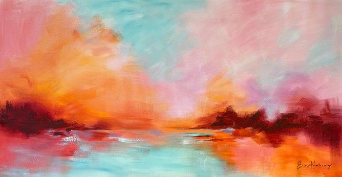 Ellis Hollering - Blushing Skies III - XL abstract, Antiek en Kunst, Kunst | Schilderijen | Modern