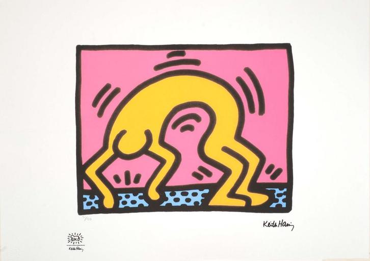 Keith Haring Offset Lithografie, Gecertificeerd (Na-Editie), Antiek en Kunst, Kunst | Litho's en Zeefdrukken