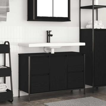 vidaXL Wastafelkast met lades 90x34,5x60 cm zwart, Huis en Inrichting, Verzenden, Nieuw