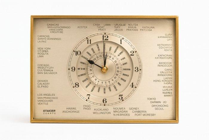 Wereldklok - Industrial - Mahonie - 1960-1970 - Wereldklok, Antiek en Kunst, Antiek | Klokken