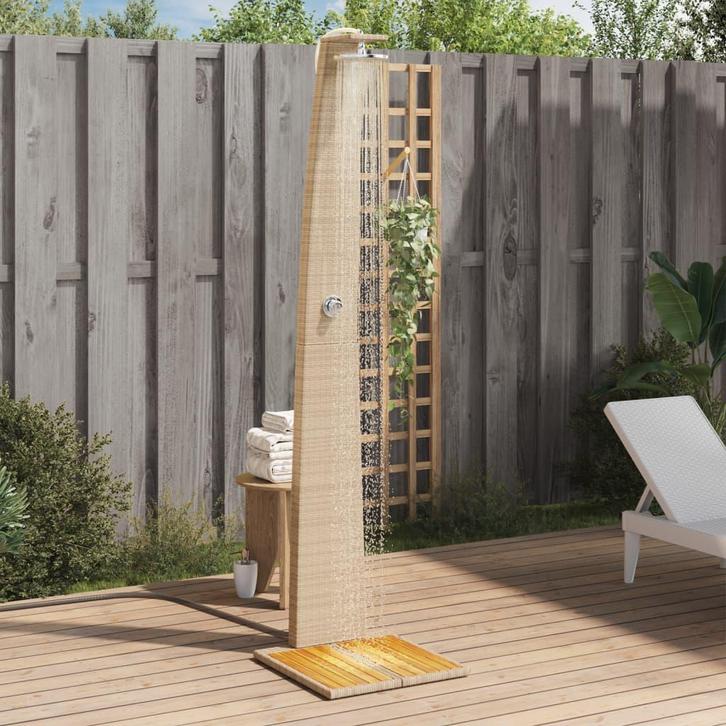 vidaXL Buitendouche 55x60x224 cm poly rattan en acaciahout, Tuin en Terras, Zwembaden, Nieuw, Verzenden