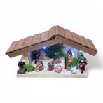 Kerststal hout met kerststal figuren - verlichting - 35x1..., Ophalen of Verzenden, Nieuw