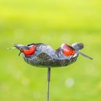 Figuur - Roodborst drinkbak in hartvorm met twee roodborsten, Antiek en Kunst