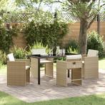vidaXL 5-delige Tuinset met Kussens - Beige Poly Rattan, Tuin en Terras, Tuinstoelen, Verzenden, Nieuw