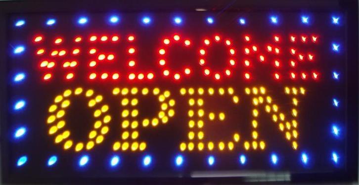OPEN welkom lamp LED verlichting reclame bord lichtbak #B, Huis en Inrichting, Lampen | Overige, Nieuw, Verzenden