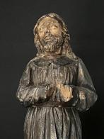 sculptuur, Saint en prière en bois polychrome - 48 cm - Hout