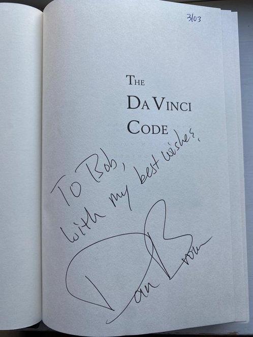 Signed; Dan Brown - The Da Vinci Code - 2003, Antiek en Kunst, Antiek | Boeken en Manuscripten