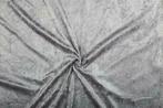 Crushed velvet lichtgrijs stof - 10m rol - Velours stretch, Nieuw, Verzenden