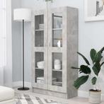 vidaXL Vitrinekast 82,5x30,5x150 cm bewerkt hout betongrijs, Verzenden, Nieuw