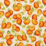 Decoratief stof - Herfstontwerp - Oranje pompoenen en gele, Antiek en Kunst