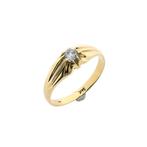 Gouden solitair ring met zirconia (gouden ring, geelgoud), Handtassen en Accessoires, Ringen, 18 tot 19, Gebruikt, Overige kleuren