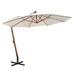 vidaXL Zweefparasol met houten paal 350 cm wit, Tuin en Terras, Verzenden, Nieuw