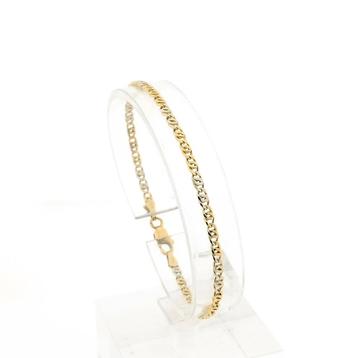 Bicolor gouden marine schakel armband | 18 cm (witgoud) beschikbaar voor biedingen