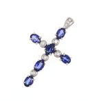 Zonder Minimumprijs - Hanger - 18 karaat Witgoud Saffier -