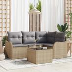 vidaXL 5-delige tuin sofa set met kussens - zwart poly, Verzenden, Nieuw