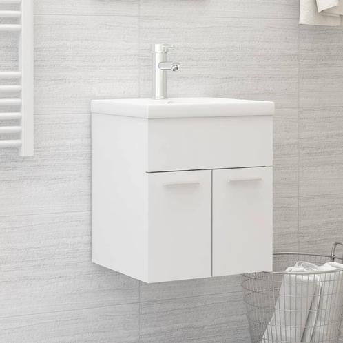 vidaXL Wastafelkast 41x38,5x46 cm bewerkt hout wit, Huis en Inrichting, Badkamer | Badkamermeubels, Nieuw, Verzenden