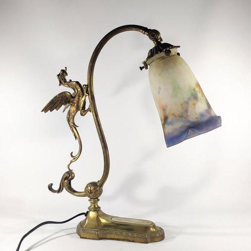 art deco lamp Muller Fres Luneville - Lampe - avec Fenix -, Antiek en Kunst, Kunst | Designobjecten