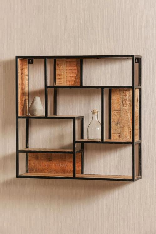 Wandrek Mangohout Bowi 80x80 cm, Huis en Inrichting, Woonaccessoires | Wandplanken en Boekenplanken, Nieuw, Verzenden
