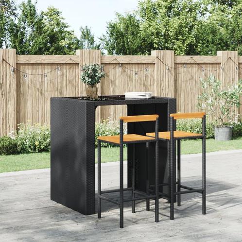 vidaXL Barkrukken 2 st poly rattan en massief acaciahout, Huis en Inrichting, Barkrukken, Nieuw, Verzenden
