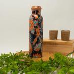 Puur koperen waterfles met bloemenprint ± 950 ml (320 gr), Ophalen of Verzenden