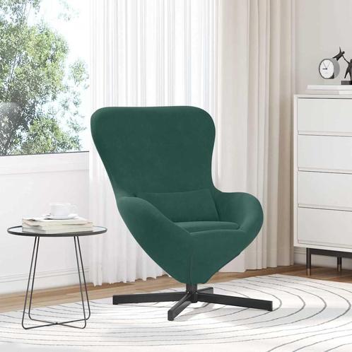 vidaXL Eivormige stoel Donkergroen Fluweel, Huis en Inrichting, Fauteuils, Nieuw, Verzenden