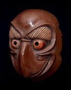 RARE - Signed Japan Wooden Noh/Kyogen Mask / of TOBI  -
