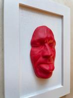 gregos - Small red mockery on white background-white frame, Antiek en Kunst