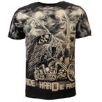 Rock Eagle Biker Ride Hard Die Fast Cemetery T-Shirt Zwart /, Nieuw