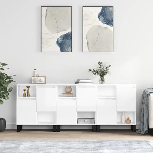 vidaXL Dressoirs 3 st bewerkt hout hoogglans wit, Huis en Inrichting, Kasten | Dressoirs, Nieuw, Verzenden