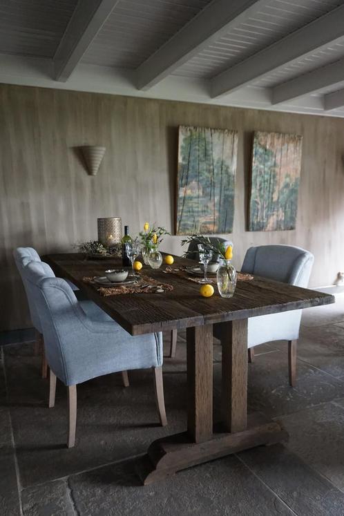 Kloostertafel Pilaar Grey Massief Hardhout - Kies Maat, Maison & Meubles, Tables | Tables à manger, Envoi