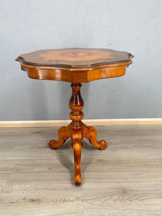 Fijn bewerkte houten bijzettafel met intarsia - Bijzettafel, Antiquités & Art, Curiosités & Brocante