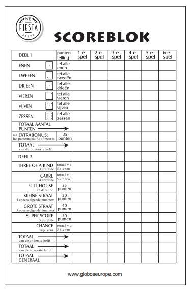 Yahtzee Scoreblok 14,5cm 250 paginas, Hobby en Vrije tijd, Feestartikelen, Nieuw, Verzenden