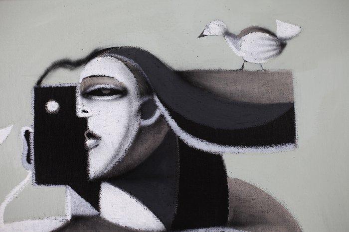 Jone Hopper - Belle aux oiseaux, Antiek en Kunst, Kunst | Schilderijen | Modern