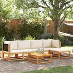 vidaXL 6-delige tuinbankset met kussens acaciahout & rotan, Verzenden, Nieuw